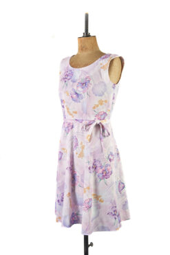 Lilac Floral Vintage Dress, Size 12