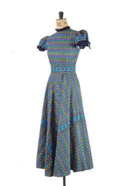 Psychedelic Print Maxi Dress, 70s, Size 8