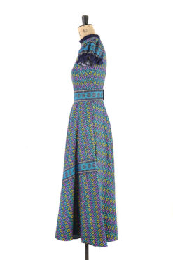 Psychedelic Print Maxi Dress, 70s, Size 8