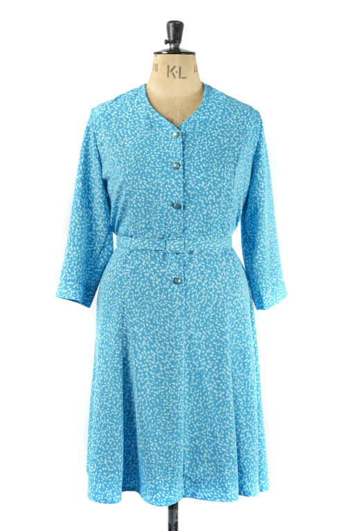 Blue Speckled Vintage Dress - Size 20